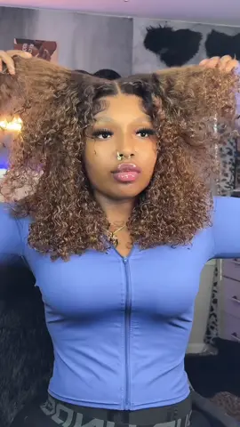 A post by @biffzy on TikTok caption: @BangJazzhairofficial @bangjazzhair 5x5 20inch kinky curly gluless wig 😱😍‼️ we love the ombré color click the link on the shopping cart to purchase‼️‼️‼️