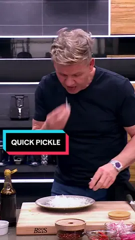 A post by @gordonramsayofficial on TikTok caption: Perfect to top of a sandwich or even a side… this is how you make a quick pickle ! #NextLevelKitchen