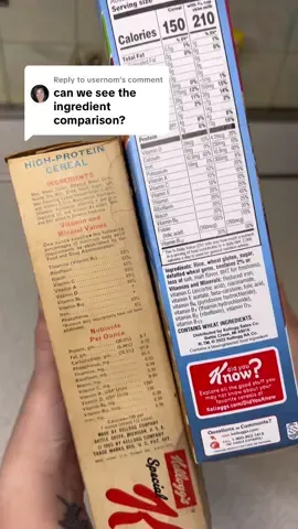 A post by @mrs.fallout on TikTok caption: Replying to @usernom 60 Years apart - Kellogg’s Special K 1965 and 2025: Ingredients and Price! #mrsfallout