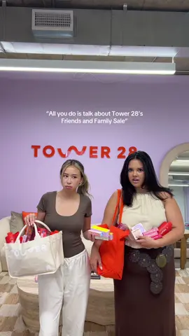 A post by @tower28beauty on TikTok caption: We’re guilty… of spending too much on our Friends and Family Sale 💁‍♀️💁‍♀️ #tower28 #friendsandfamilysale #sensitiveskin #makeupforsensitiveskin 
