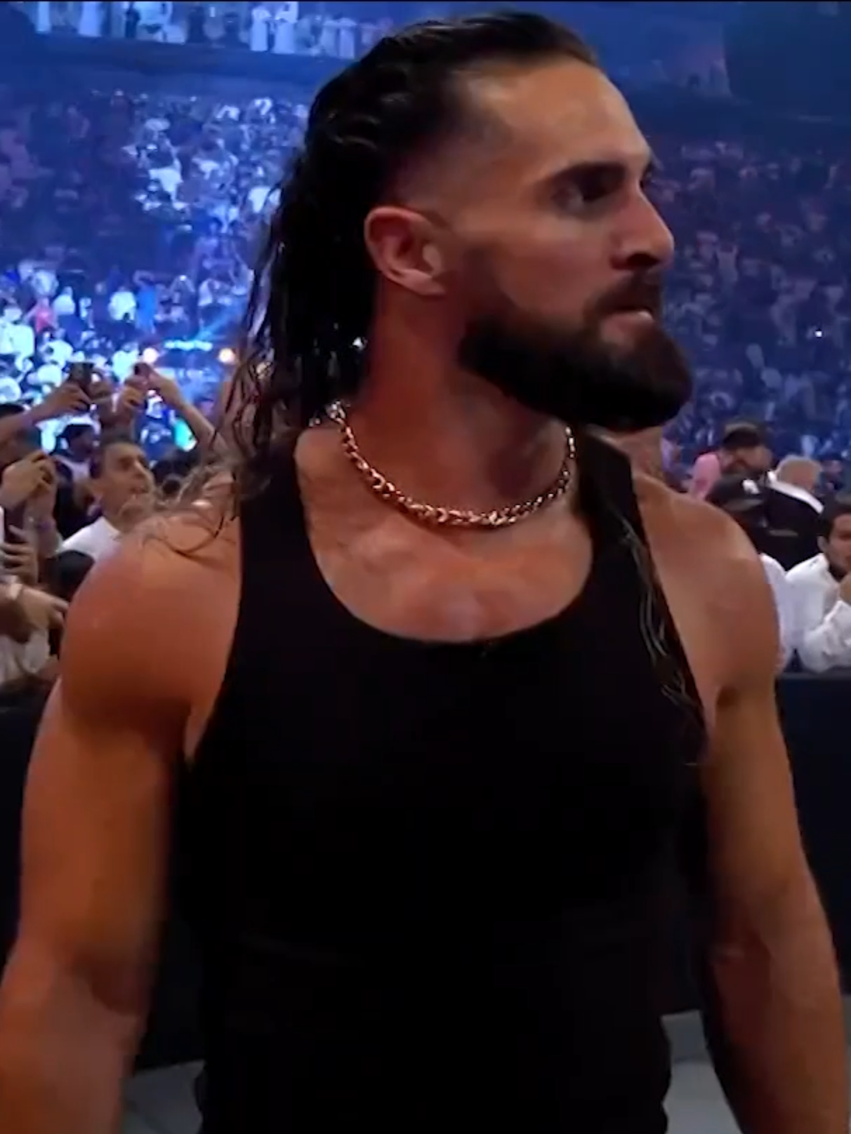 A post by @wwe on TikTok caption: #WWENOC did NOT go how #SethRollins planned... #WWE