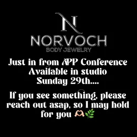 A post by @piercingsbyjenn on TikTok caption: Thank you to the amazing people at @norvoch ….. New collection will be available in studio tomorrow 29th…..if you see a piece please let me know and I will hold it for you🫶🏻🌿 Special orders at anytime, for any piece…just let me know. No additional fees ♥️ Amazing week at @APP Safe Piercing conference @Planet Hollywood Beach Resorts thank you to everyone I got to meet, talk & learn from.  @Madysips thank you for helping me build my beautiful collection.  #app2025 #piercings #piercing #pierced #piercingstudio #piercer #piercingsofinstagram #fyp #fypage #piercingideas #piercingjewelry #safepiercing #professionalpiercer #14k #14kgold #14kgoldjewelry #steriwash #steriwashproteam #piercingsbyjenn #piercingsoftiktok 