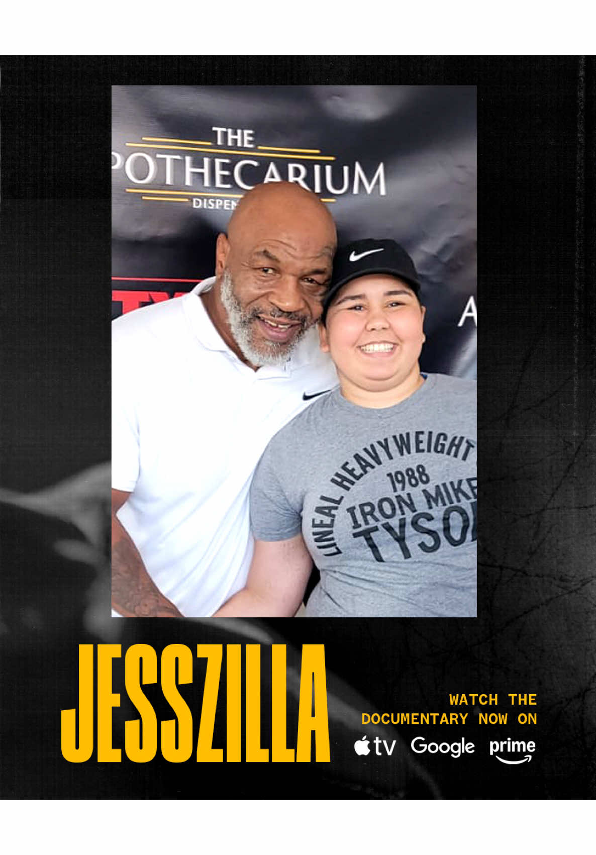 A post by @miketyson on TikTok caption: She trained for the Olympics and then came the real fight! 🥊 JessZilla tells the story of Jesselyn Silva, a rising boxing star who faced cancer with the same strength she brought to the ring. The film is about the love of the sport, a tight-knit family, and a young girl who never thought any dream was too big. Now available on Apple TV, Amazon Prime, Google and more. A percentage of every sale supports the JessZilla Fund in partnership with CURE Childhood Cancer.