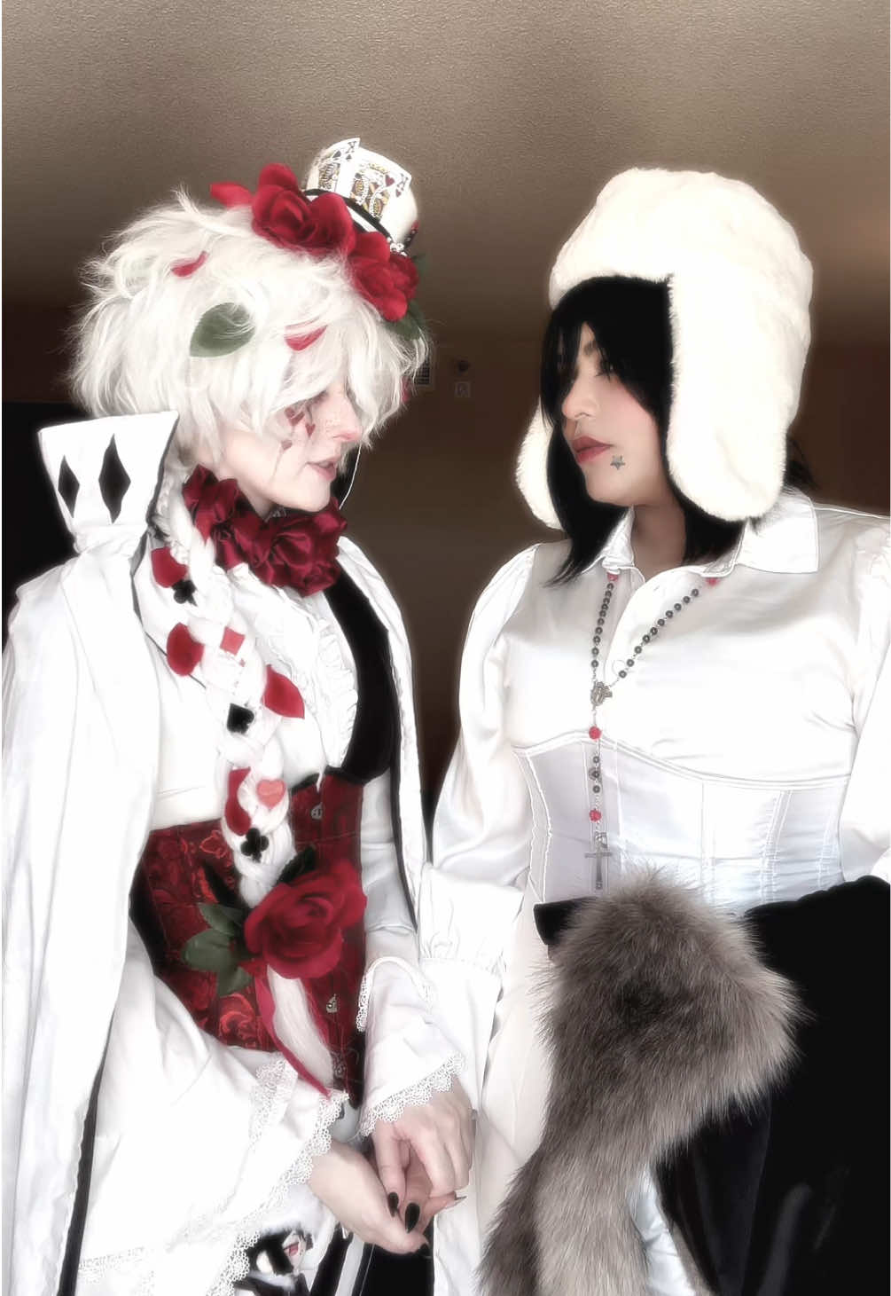 A post by @lilacbroccolib on TikTok caption: Can’t do it because you love me  Nikolai: @Glitch  #bsd #bungoustraydogs #bsdcosplay #bungoustraydogscosplay #fyodordostoyevsky #fyodorcosplay #nikolaigogol #nikolaicosplay #fyolai #fyolaicosplay 