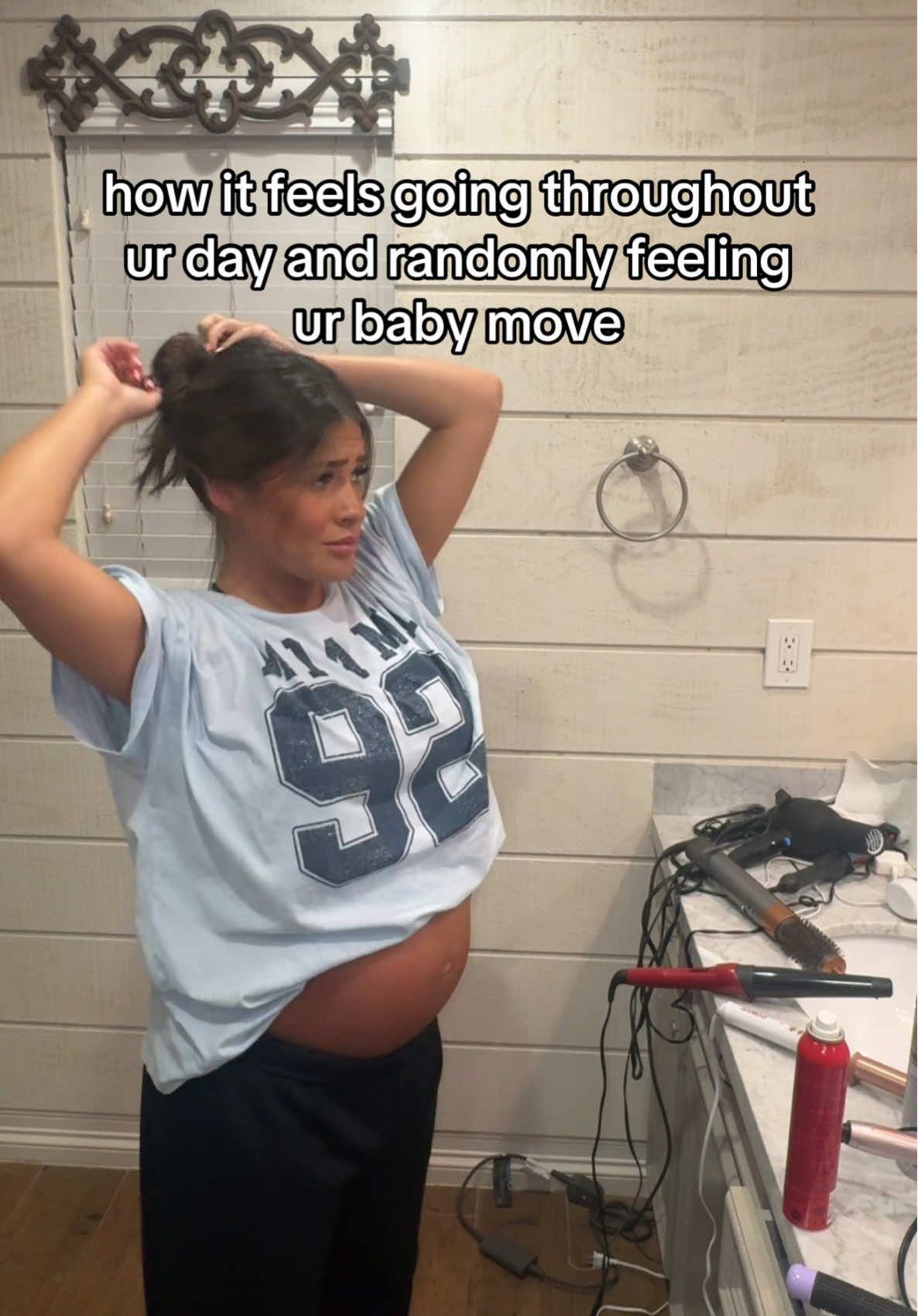 A post by @camryncordova on TikTok caption: love it 😂 #babymovements #baby #babyshower #3rdtrimester #thirdtrimester #girlmom #pregnanttiktok #pregnantlife 