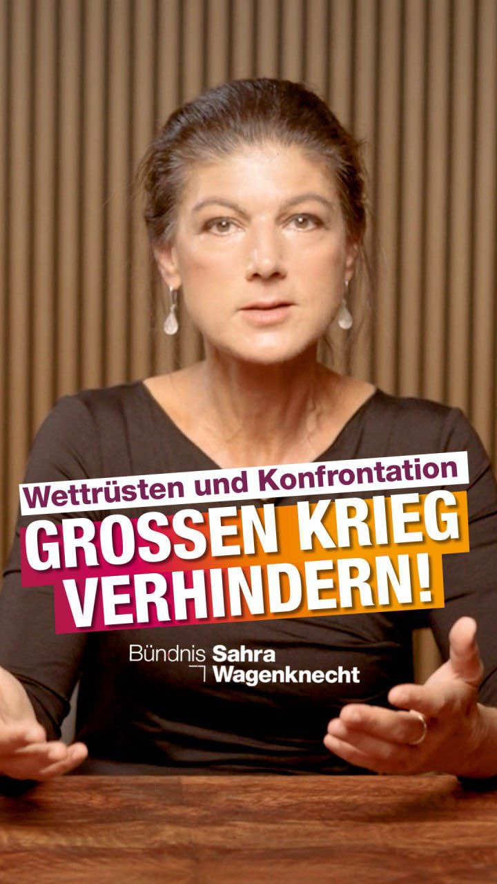 A post by @sahra.wagenknecht on TikTok caption: Das Kriegs- und Aufrüstungsbündnis NATO, das schon heute sechzig Prozent der weltweiten Militärausgaben auf sich vereint, will nun also pro Jahr 1.400 Milliarden Euro zusätzlich für Rüstung ausgeben. Derweil bringt NATO-Generalsekretär Mark Rutte in seiner Schleim-SMS an Donald Trump, in der er dem US-Präsidenten zu dessen völkerrechtswidrigem Angriff auf den Iran gratuliert, die offene Verachtung des Militärpakts für das Völkerrecht zum Ausdruck. Wie das wohl bei anderen potenziellen Kandidaten eines Regime Changes ankommt? Wettrüsten, Krieg und Doppelmoral – diese Politik des Wertewesten droht in einer Katastrophe zu münden. Wir müssen diesen Wahnsinn stoppen, bevor es zu spät ist!