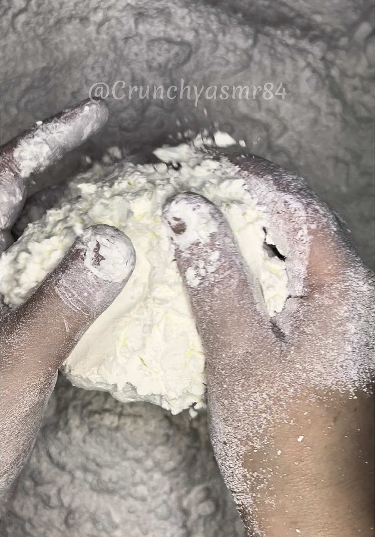A post by @crunchyasmr84 on TikTok caption: Jumbo Chalk + Cornstarch #chalkart #asmr #crunchyasmr84 