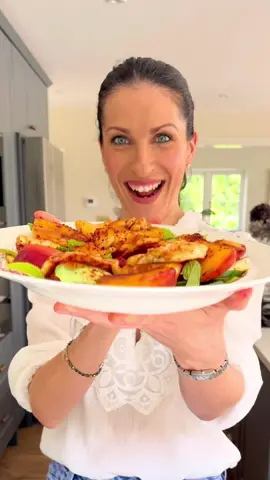 A post by @melizcooks on TikTok caption: Ok, what are you having for (lunch) or dinner tonight because this is THE perfect summer salad now and always 💚🧡💛🤍 The sweetness and soft texture of nectarines with cinnamon and honey, the bright and zesty flavours of orange, lime and fresh mint, the crunch of toasted blanched almonds, the subtle spice of pul biber, and finish it all off with the soft and crispy saltiness of pan-fried hellim. You can swap the nectarines for peaches or apricots, and also toss some cooked rice, quinoa or bulgar wheat in there too, but I’m quite happy with it as it is. Full recipe ingredients in the caption and method pinned in comments #PleaseMakeIt INGREDIENTS 3 tbsp runny honey 4 tbsp + 1 tsp freshly squeezed orange juice Zest of ½ large orange 1 tbsp + 1tsp freshly squeezed lime juice Zest of 1 lime  1 Turkish / Middle Eastern cucumber 1 x 250g block hellim (halloumi) 4 ripe nectarines ¼ tsp ground cinnamon 1 tbsp olive oil 50g blanched almonds 1/2 tsp pul biber / Aleppo pepper / Turkish red chilli flakes  Small handful of fresh mint leaves A sprinkle of sea salt flakes METHOD •Take the hellim out of the fridge 30 minutes before you start preparing the recipe. • Mix together 2tosp honey and 4 tosp orange juice and leave to one side. • Mix the remaining 1 tsp of orange juice and 1 tsp of lime juice together. Zest the orange and lime and leave to one side. •Slice the cucumber into thin angled slices. Slice the hellim into 8 equal slices, then pat each slice completely dry. •Cut the nectarines in half and give them a little twist to pull the halves apart, removing the stone from the centre of one half. Leave two of the nectarines in halves, and cut the other four halves into quarters (leaving you with 16 wedges). Lay the nectarines, skin side down, on a plate. Mix together the remaining tbsp of honey with the ground cinnamon, and brush this all over the nectarine flesh. •Heat up the olive oil in a large frying pan on a medium heat, and once hot, fry the hellim on both sides until golden and crispy. •Remove the hellim to a plate lined with kitchen roll. •Carefully give the pan a quick wipe and place it back on the stove on a medium heat. Add the nectarines to the pan, flesh side down, and pour in any of juices left on the plate. Let the nectarines sizzle, and start to caramelise for a couple of minutes, then add the almonds to the pan so that they start browning in the pan, stirring them regularly. Check the nectarines and if they're nice and caramelised, remove them to a serving dish, leaving the almonds in the pan. •Pop the pan back on the heat and add the premixed honey and orange juice from earlier to the pan. Let the liquid reduce and thicken a little before adding 1 tosp of lime juice, 1 tsp of pul biber, and some of the orange and lemon zest and then taking it off the heat. •Arrange the cucumber, nectarine and hellim on a serving platter, and drizzle over the sticky almond dressing. Drizzle over the reserved lime and orange juice, and sprinkle a little sea salt on the nectarines and cucumber to serve. Finally sprinkle over the remaining pul biber and orange and lime zest, then the fresh mint leaves, and serve whilst the hellim is still warm. #melizcooks #salad #nectarine #peach #stonefruit #hellim #halloumi #lunch #dinner #cucumber #mint #honey #pulbiber #orange #lime #almonds #cinnamon #summer #summerrecipe #saladrecipes #crunchysalad #melizcooks