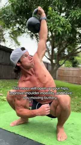 A post by @asgooch on TikTok caption: Try this snatch to overhead squat complex to open up those hips and shoulders and improve overall mobility.  For more mobility focused training check out the site and the App & Programs. 💪  #homeworkout #mobility #mobilitytraining #fullbodyworkout #mobilitytraining #mobilitychallenge 