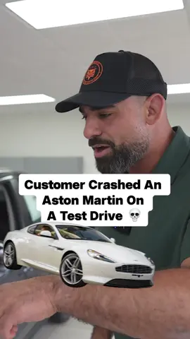 A post by @georgejsaliba on TikTok caption: Customer crashes an Aston Martin during a test drive. What happens next is crazier. #astonmartin #cardealership #testdrive #carcrash #pennington #fy #fyp 