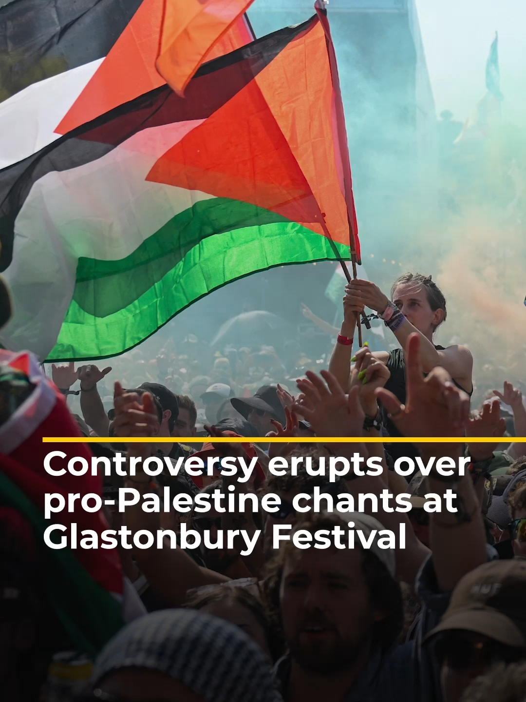 A post by @aljazeeraenglish on TikTok caption: Police are investigating musicians who led pro-Palestinian chants at #Glastonbury, including #Irish rappers #Kneecap. Punk duo Bob Vylan’s ‘death to the IDF’ chant has drawn strong condemnation from the #UK government and festival organisers. #news
