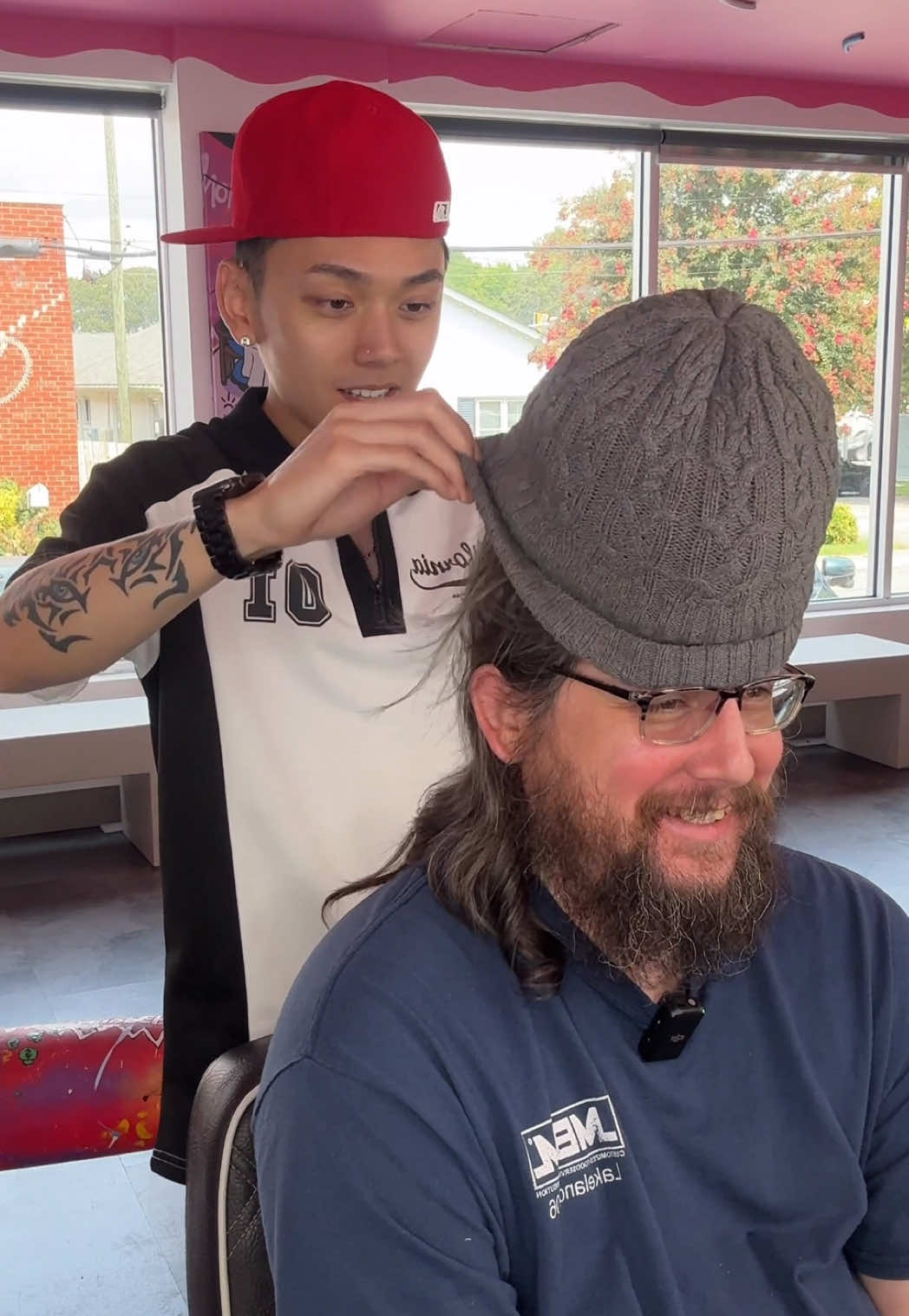 A post by @nguyensteadycutting on TikTok caption: 2 different people forreal 😭 he got the textured fringe with a taper fade to get a younger look. What ya’ll think did I save him? LINK IN BIO TO SET AN APPOINTMENT ‼️ _______________________________________ ##richmondvabarber##richmondva##vabarber##rvabarber##barber##taper##haircut##richmondbarber#nguyensteadycutting #transformation #texturedfringe 