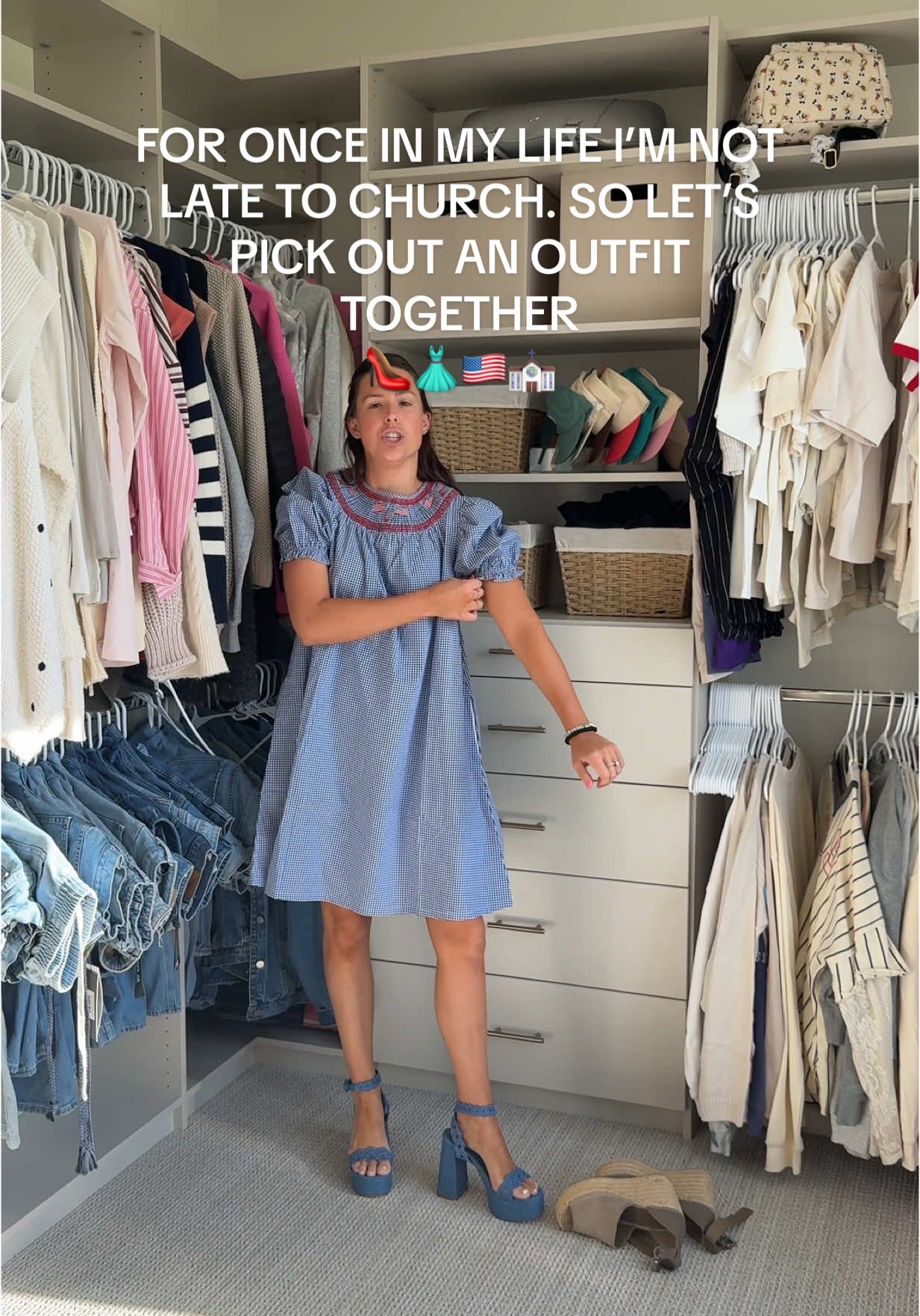 A post by @kimberlyoconnell on TikTok caption: What shoes would you have picked?? #sundaybest #sundayfunday #sundayreset #sundayoutfit #sundaydress #churchgirl #churchoutfits #sundayservice 