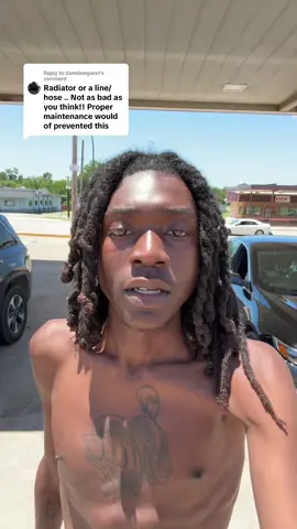 A post by @iluvceomomotion on TikTok caption: Replying to @damdawgwon OKLAHOMA TAP IN😂🕺🏿 #car #broken #towed #oilspill #oil #okc #oklahoma #tulsa #goofy #blessed #fyp 