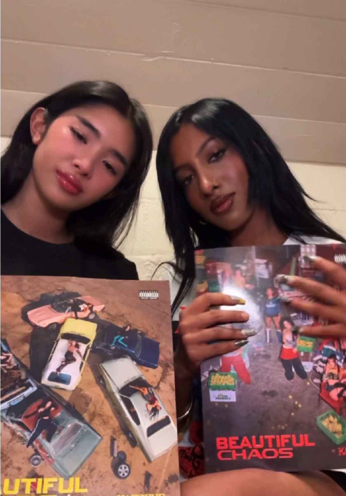 A post by @katseyeworld on TikTok caption: unpack BEAUTIFUL CHAOS with us, ASMR edition 🎧 #KATSEYE #KATSEYE_BEAUTIFULCHAOS #BEAUTIFULCHAOS 