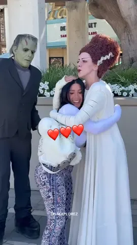 A post by @tinaexplorez on TikTok caption: They loved Hedwig #onthisday #ootd #frankensteinsmonster #elizabeth #universalstudioshollywood #foryou #cosplay #blowthisupforme 