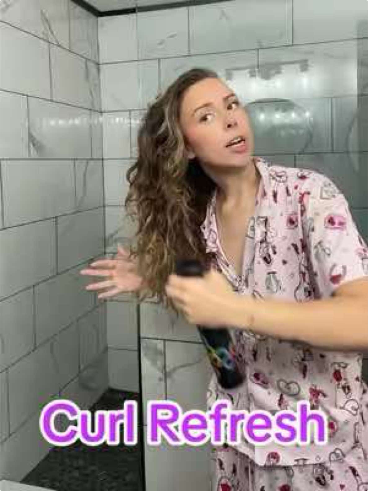 A post by @thebaileylavender on TikTok caption: Daily Curl Refresh #baileylavender #fyp #comedy #grwm #salonlife #hairstylist #haircomedy #relatable #hair #curlyhair #wavyhair @Verb Products @framar @Redken 