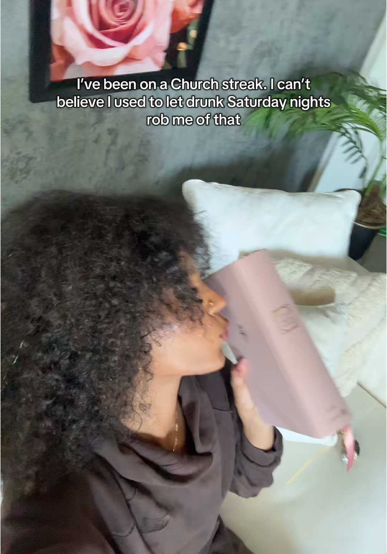 A post by @christineobanor on TikTok caption: I used to get up for everything but Church. Then the audacity to pray to a God, I don’t make time for 