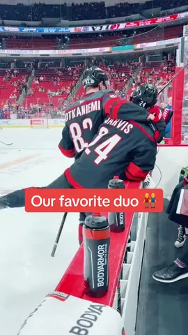 A post by @canes on TikTok caption: Everyone’s favorite bestie duo #canes #hockey #Bestfriend 