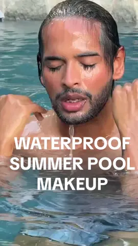 A post by @adityamadiraju on TikTok caption: Category is WATERPROOF POOL MAKEUP!! 💦💧 #makeup #poolmakeup #waterproofmakeup #summermakeup  @Kiehl's Since 1851 Better Screen UV Serum  @DanessaMyricksBeauty Yummy Skin Glow Serum  @NYX Professional Makeup Eyebrow Glue  @NARS Cosmetics Pot Concealer shade Biscuit  @makeupbymario SoftSculpt Shaping & bronzing Serum  @Diorbeauty Powder Bronzer & cream blush shade candy  @Kosas Blush shade Heartbeat  @ONE SIZE BEAUTY On Til Dawn Waterproof Setting Spray  @Huda Beauty Lip Contour Stain Dark Brown + Jelly Oil 