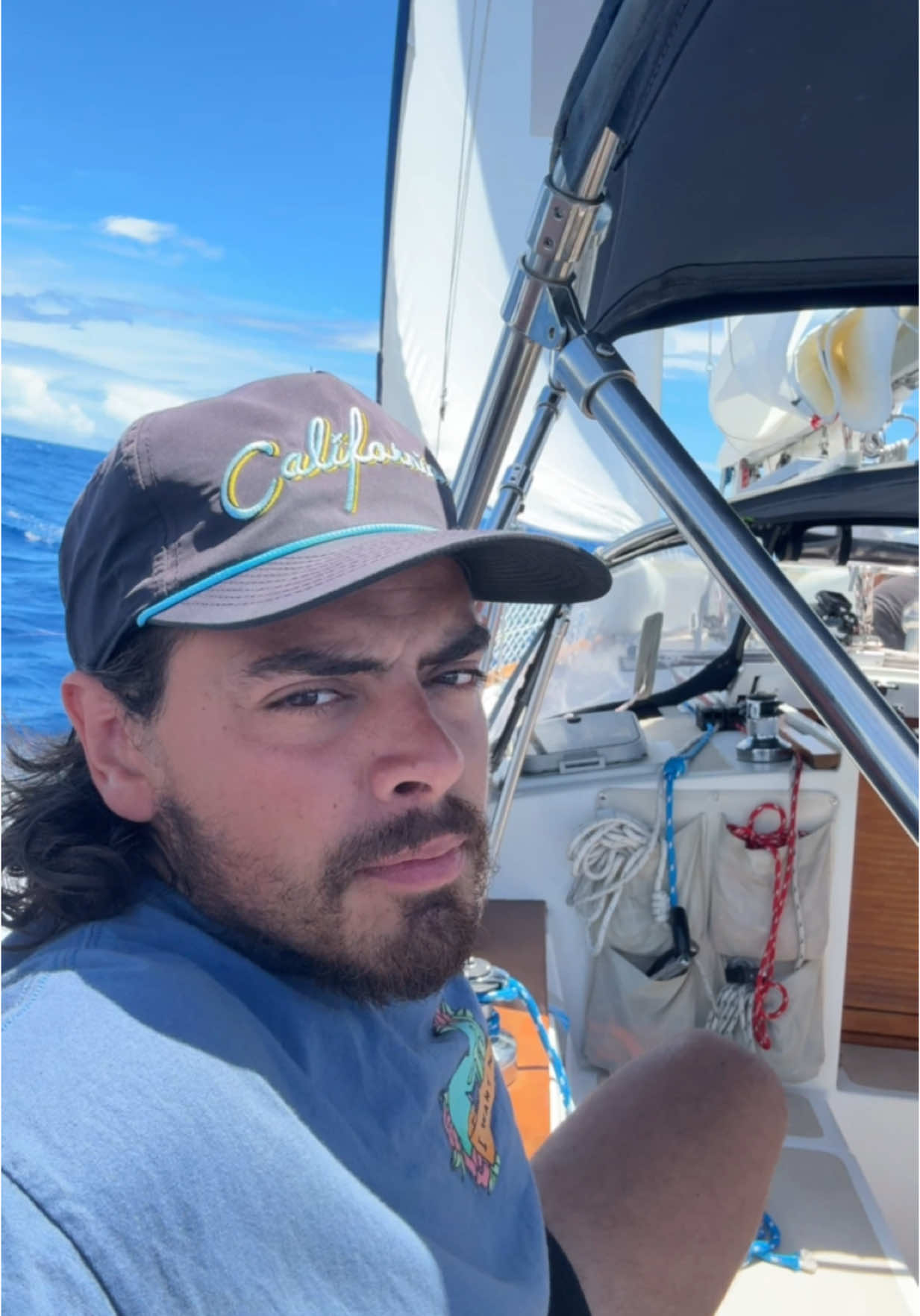 A post by @sailing_with_phoenix on TikTok caption: Returning to home base for some needed repairs!  Wish us luck!  #sailinglife #sailing #dream #fyp 