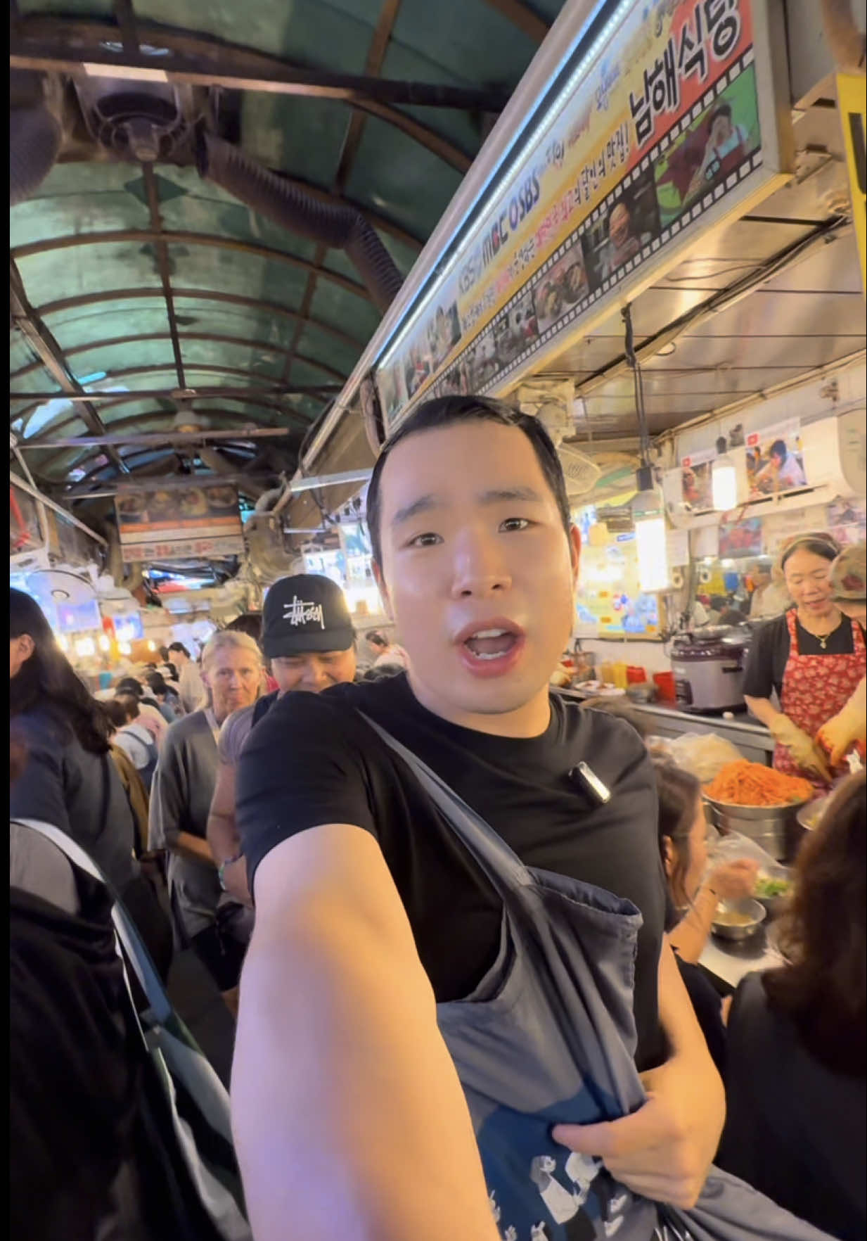A post by @asianchowdown on TikTok caption: THE WAY THE LADY GRABBED MY BEAUTIFUL ARMS 😭 💪 #food #foodie #fyp #koreanfood #streetfood #eating #foodreview 