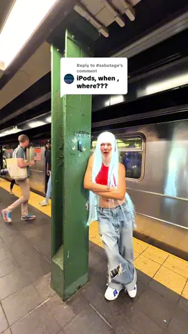 A post by @sorana on TikTok caption: Replying to @#sabotage RIGHT NOW @ 42nd Street SUBWAY 🎧🪽⚡️ New York you were lovely ! So great to meet some of you here !  #ipods #ipod #nostalgia #subway #newyorkcity @SubwayCreatures #fyp 