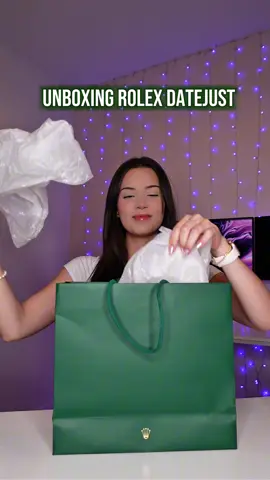 A post by @rominagafur on TikTok caption: Unboxing a new Rolex Datejust 36mm in Mint Green #unboxing #rolex #watches #tech #rolexdatejust