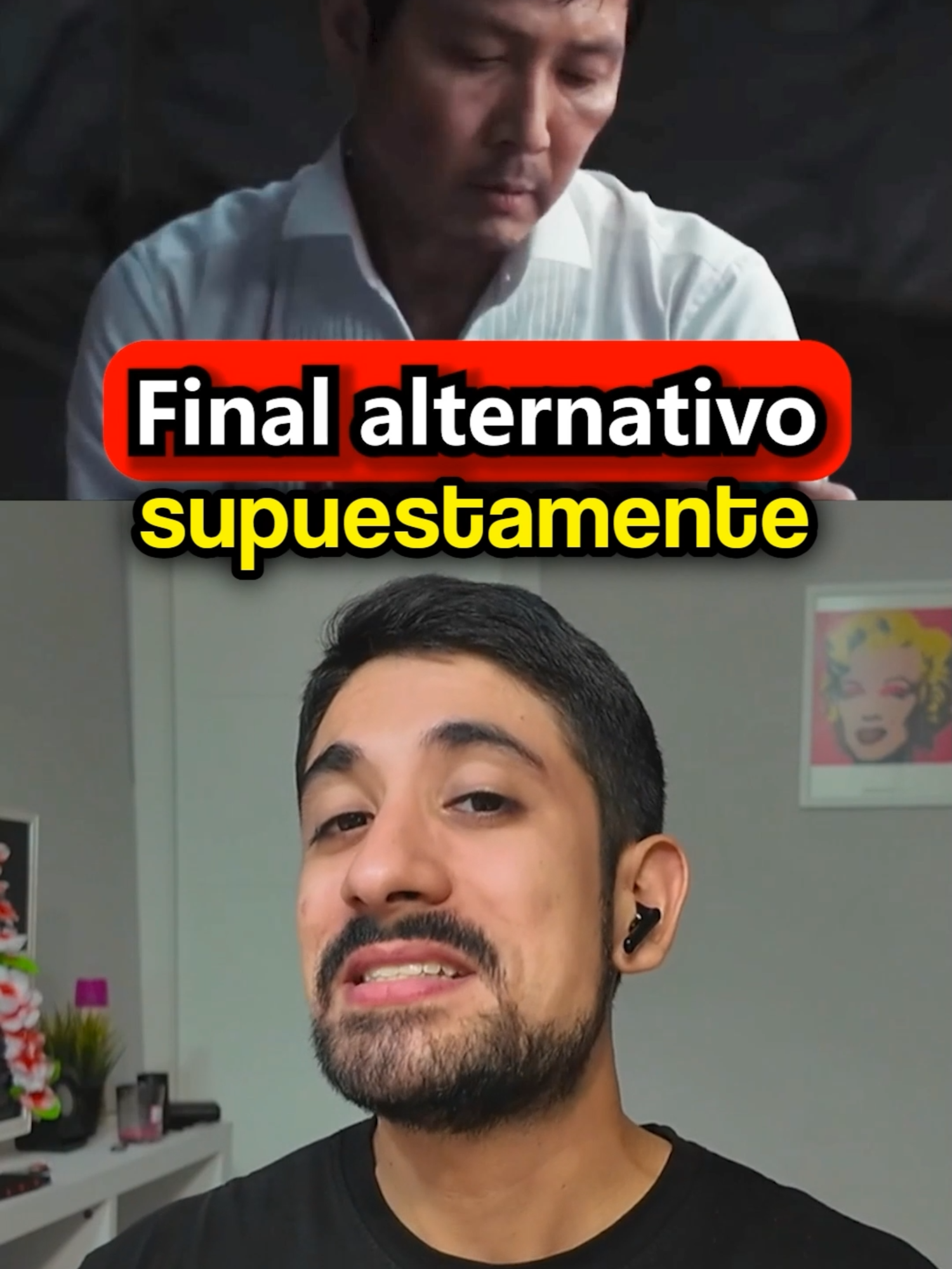 A post by @javiercazarez on TikTok caption: Final alternativo de el Juego del Calamar 3 🦑😳 #eljuegodelcalamar3 #final #comparacion #humor #comedia
