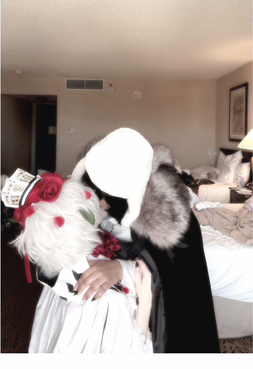 A post by @lilacbroccolib on TikTok caption: You’re so cute when you beg~ Nikolai: @Glitch  #bsd #bungoustraydogs #bsdcosplay #bungoustraydogscosplay #fyodordostoyevsky #fyodorcosplay #nikolaigogol #nikolaicosplay #fyolai #fyolaicosplay 
