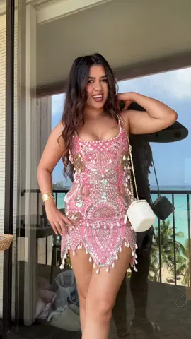 A post by @ on TikTok caption: obsessed with this dress 🐚🌸#ootdinspo #sequindress #ibizaoutfits #vacationoutfits #vacationdress @asos 