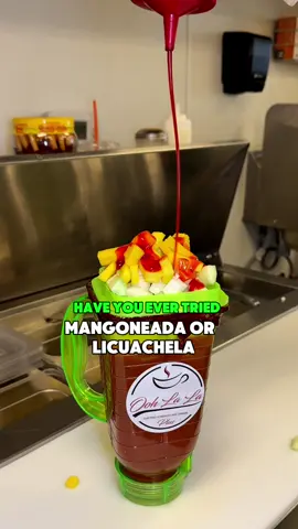A post by @azfoodie on TikTok caption: Which one would you choose: Mangoneada or Licuachela? @oohlalaplus  📍 3825 N 75th Ave Unit 110 Phoenix, AZ  85033 #azfoodie 
