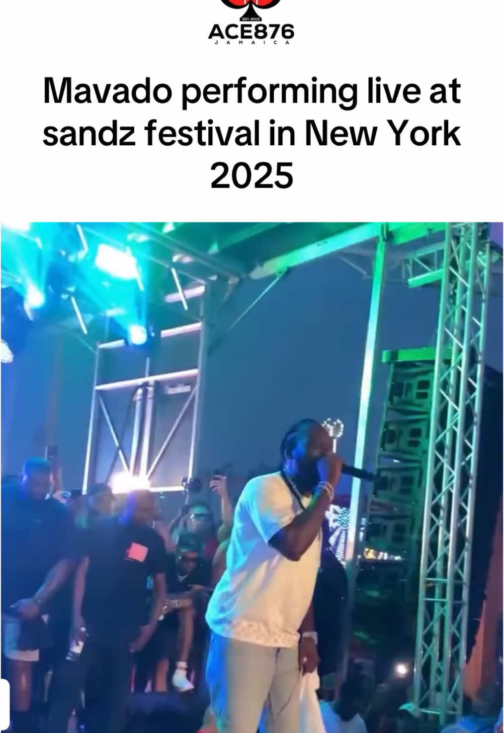 A post by @ace876media.ent1 on TikTok caption: Mavado performing live at sandz festival in New York 2025