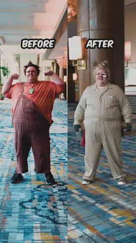 A post by @alex.stemp on TikTok caption: He decided to keep the new fit.. Was that the right call? #FitSwap with @HGIII Cosplay #wreckitralph #disney 