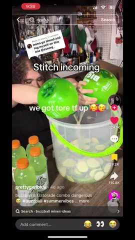 A post by @ssserg_ on TikTok caption: Replying to @ssserg_ Gatorade x Buzzball??? 🔥🔥🔥#drinktok #drinks #summerdrinks #drink #buzzball 