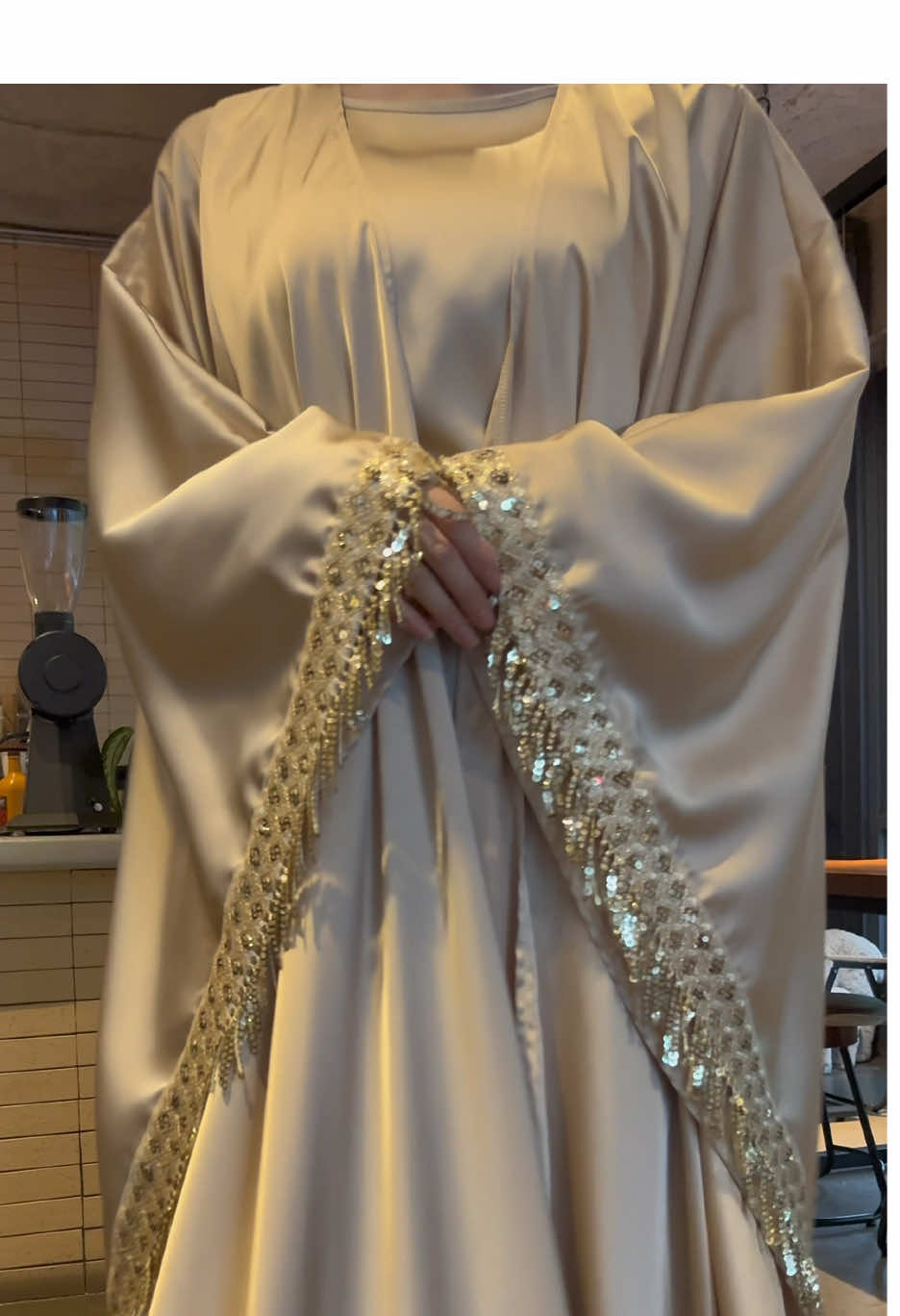 A post by @clfashionuk on TikTok caption: Fall in love with stunning abaya. #sunmer #sunmeroutfit #June #cheongsam #fyp #abayastyle #OOTD#EIDAlAdha#dress #abayagirls #ootdhijab #muslimah #shopping #Hpartydress #outfit #ootdfashion #clothes #fashionblogger #foryou #richgirlabaya#dignified #Advanced #Luxury#beauty#arabic#bangladesh#ModestFashionUK #BritishMuslimStyle #EidInLondon #HalalFashionRevolution#clfashionnew 