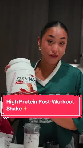 A post by @meagnunez on TikTok caption: 3 ingredients. 30 seconds. Endless gains. 💪🏼💖 • 1 scoop @ehplabs OxyWhey (I used Cinnamon Cookie Butter, code MEAGANGIFT to save) • Almond milk • Frozen mixed berries Blend it up and thank me later 😌🔥 Who else loves a quick & easy post-workout shake?👇🏽