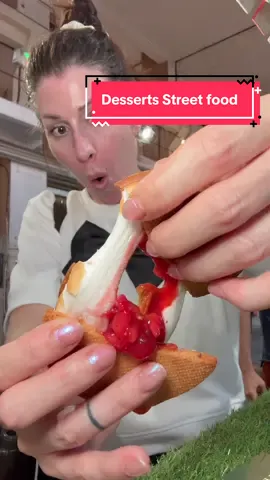 A post by @poopiblh on TikTok caption: Réponse à @monik56 Je vous montre tous les desserts que j’ai mangé au Street Food Festival de Lyon 🍡🍓 avec @Virginie Grossat et @Salivée #food #dessert #trompeloeil #degustation #lyon #streetfood #patisserie #decouverte #whatieat 