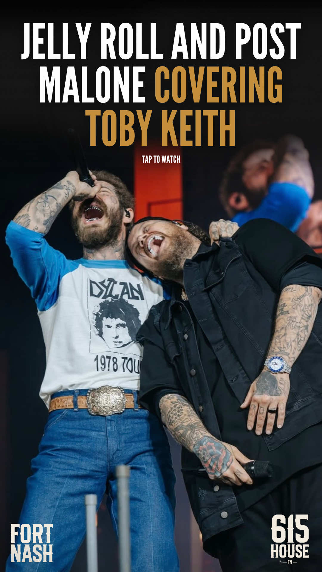 A post by @the615house on TikTok caption: In my mind i’m on tour with Jelly Roll, Post Malone, and Chandler Walters 🤝 #countrymusic #tobykeith #postmalone #fortnash 🎥: @Jelly Roll  