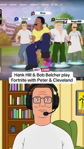 A post by @gullystudios on TikTok caption: Hank Hill & Bob Belcher play Fortnite with Peter Griffin & Cleveland Brown #familyguy #bobsburgers #kingofthehill #petergriffin #hankhill #bobbelcher #clevelandbrown #familyguyclips #familyguymeme #theclevelandshow #petergriffinmemes #memes #funny #gaming #fortnite #fortnitebr #fortnitebattleroyale #fortniteclips #fortniteskins 