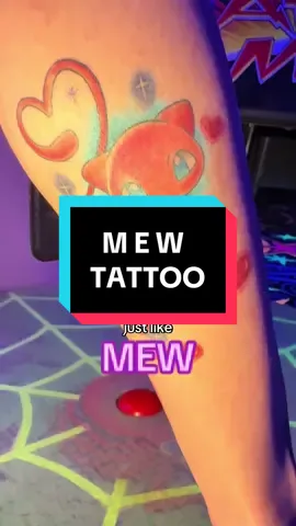 A post by @rebyhardy on TikTok caption: How’d that get there ? #househardy #pokemon #mew #tattootiktok mew Pokemon tattoo 