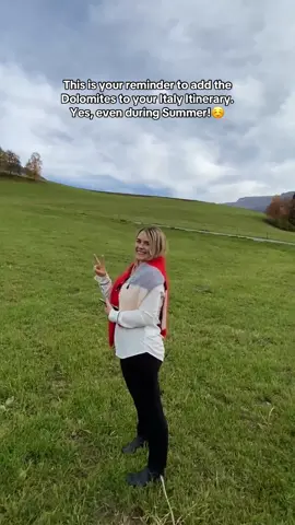 A post by @onlyonegiulia on TikTok caption: Have you ever been to the Dolomites?  #italy #dolomites #mountain #summer 