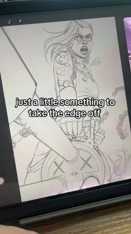 A post by @leah_drawz on TikTok caption: 22 hours in and it’s just the sketch #jinx #trend #fyp #viral #arcane #vape 