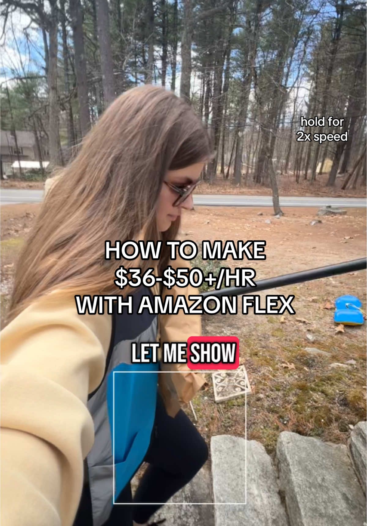 A post by @xosaraahxo on TikTok caption: HOW TO MAKE $36-$50+ AN HOUR WITH AMAZON FLEX!! #fyp #amazonflex #amazonflexdriver #flexdriver #amazon #amazondelivery #amazondeliverydriver #sahmjobs #sidehustle 