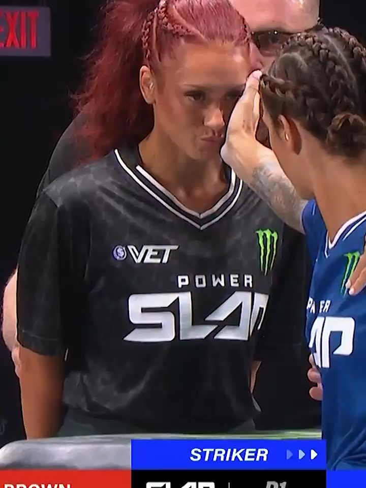 A post by @powerslap on TikTok caption: Eats on repeat 🔁 🍽️ @mikaellmichelle showed off just how good her chin was at #PowerSlap13 [ $VET #PowerSlap14 | Friday July 18th | XULA Convocation Center | Live on YouTube | Tix Available in Bio 🎟️ ]