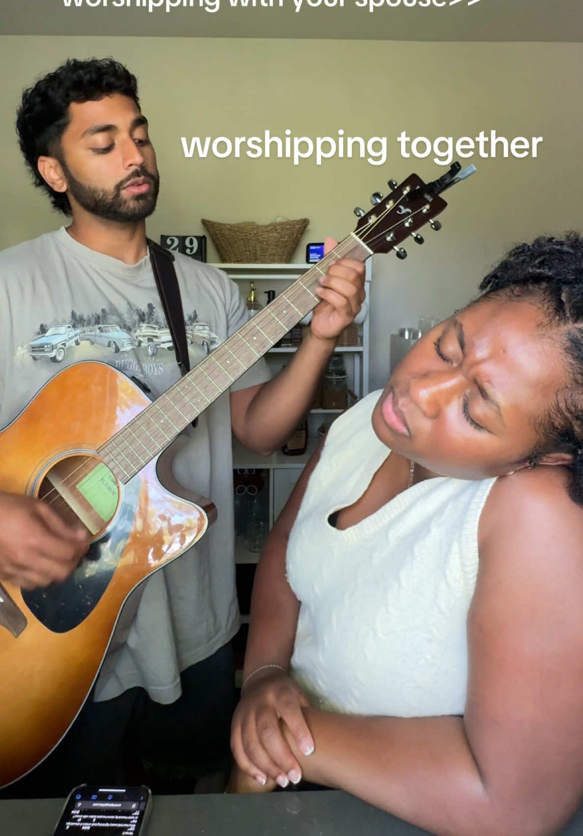 A post by @mattandkharli on TikTok caption: this song always gets me 🥹 #mattandkharli #couplestiktok #husbandwife #cutecouple #worship #christian 