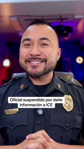 A post by @sargentocarloscornejo on TikTok caption: Oficial suspendido por darle información a ICE #inmigración #noticias #police #ICE 