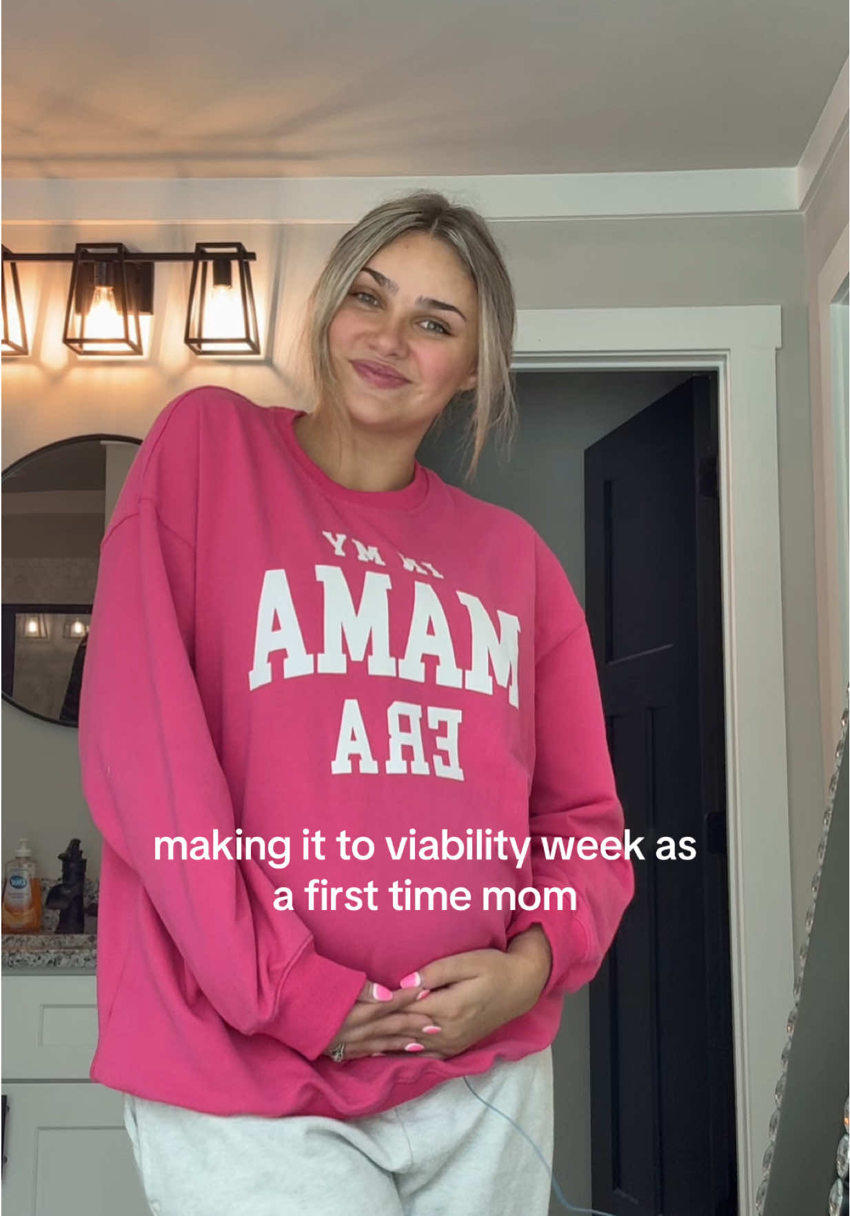A post by @arianalee99 on TikTok caption: 24 weeks with baby girl 🎀✨ #pregnancy #pregnant #viabilityweek #24weekspregnant #firsttimemom 