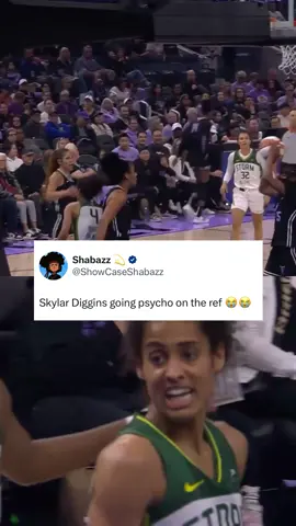 A post by @whistle on TikTok caption: I want no smoke with Skylar Diggins 😭 (H/T showcaseshabazz/X) #wnba #wnbaisback #basketballtiktok #basketball🏀 #skylardiggins 