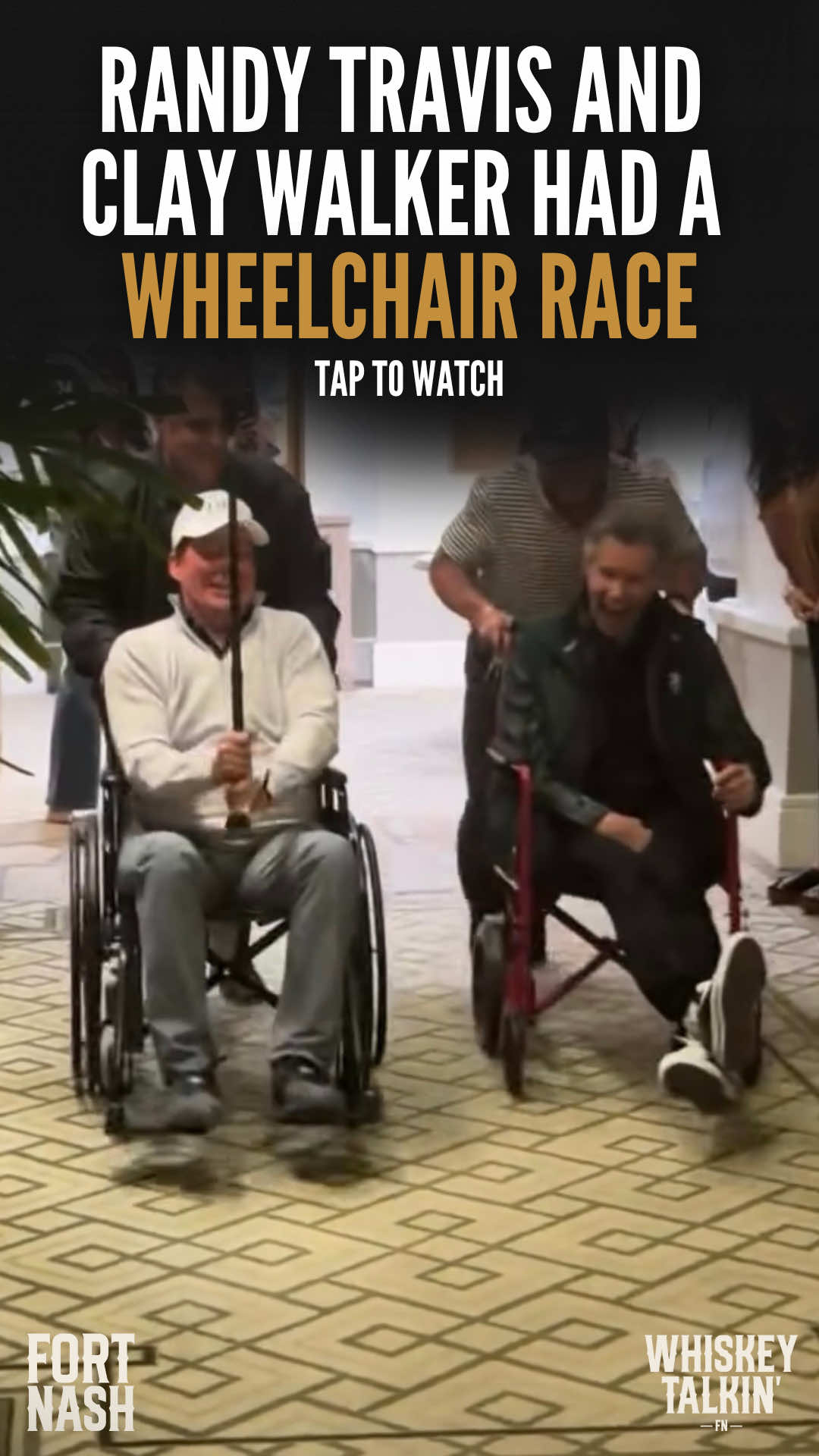 A post by @the615house on TikTok caption: Imagine walking into your hotel and seeing this 😂 #countrymusic #randytravis #wheelchair #fortnash 🎥: @Randy Travis 
